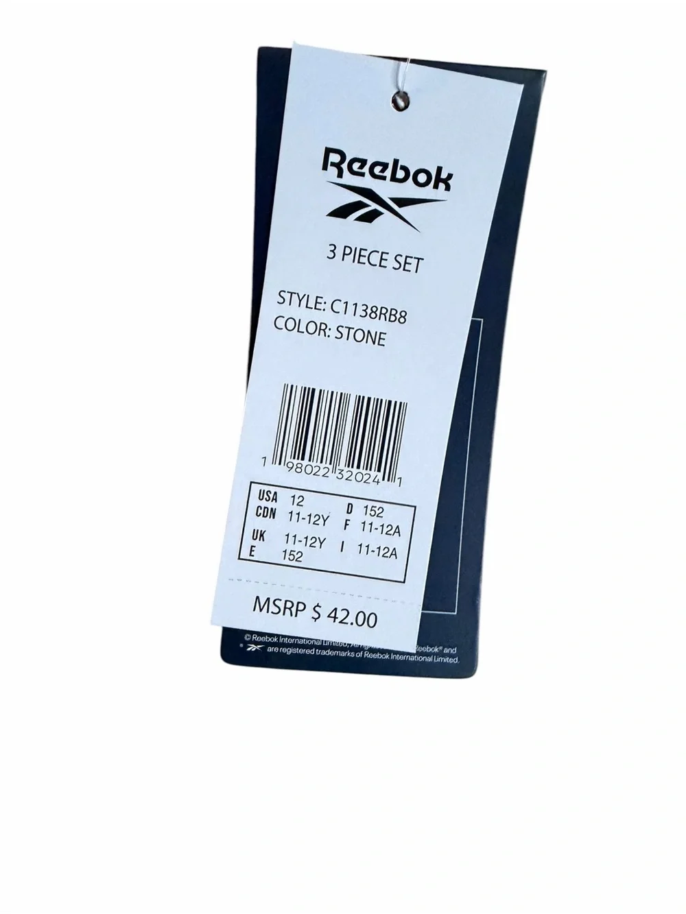 Reebok 3 piece set Kids Blue Short Sleeve& gray tshirt with shorts
